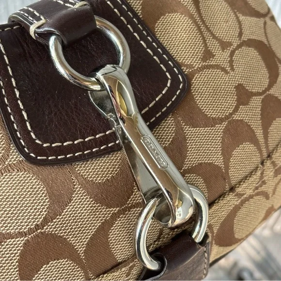 Vintage Coach Brown Canvas Mini Hobo Leather Trim Shoulder Bag Purse Y2K 10283 - Picture 11 of 14